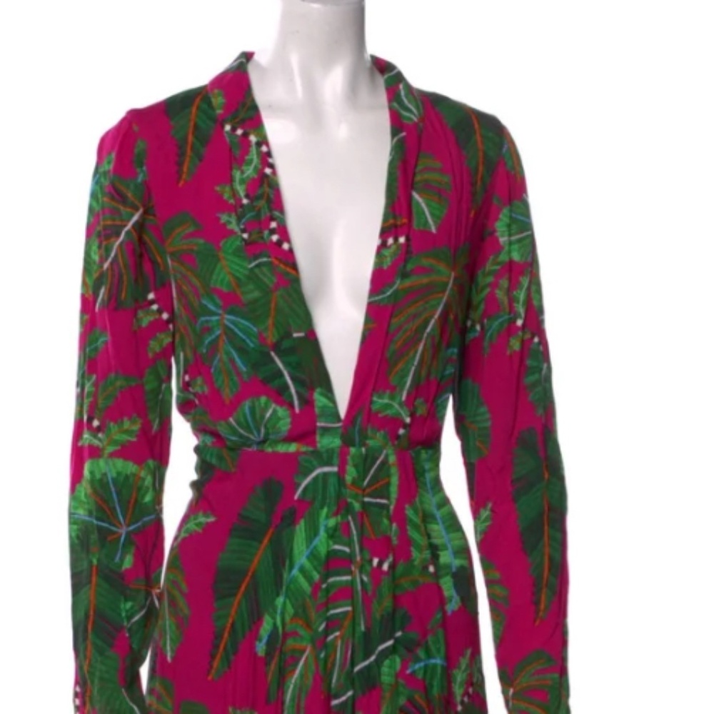 Farm Rio Leaves Pink Maxi Dress